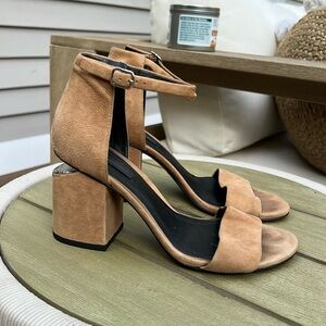 Alexander Wang Abby suede tan block heeled sandals 37